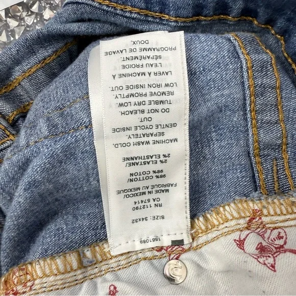 True Religion jeans pants Ricky relaxed straight Blue bottoms Jeans logos - Picture 14 of 16